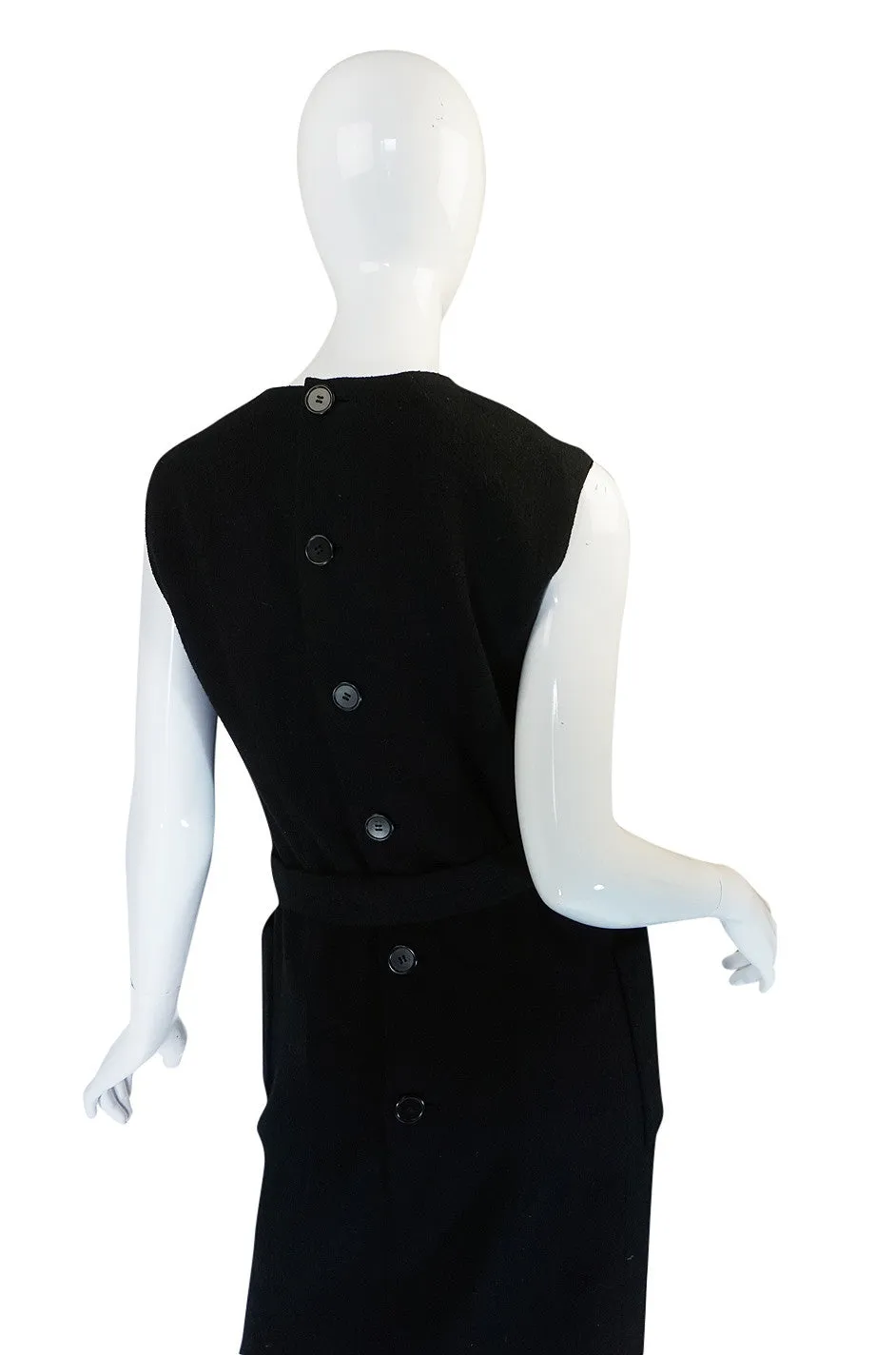 1960s Norman Norell Wool Crepe Back Button Shift Dress