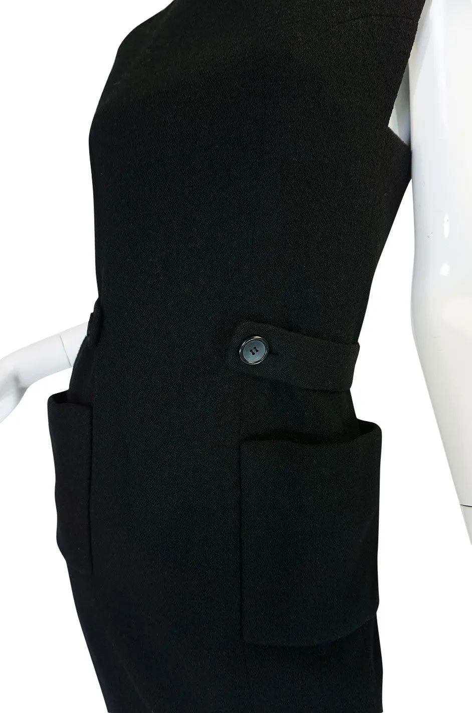 1960s Norman Norell Wool Crepe Back Button Shift Dress