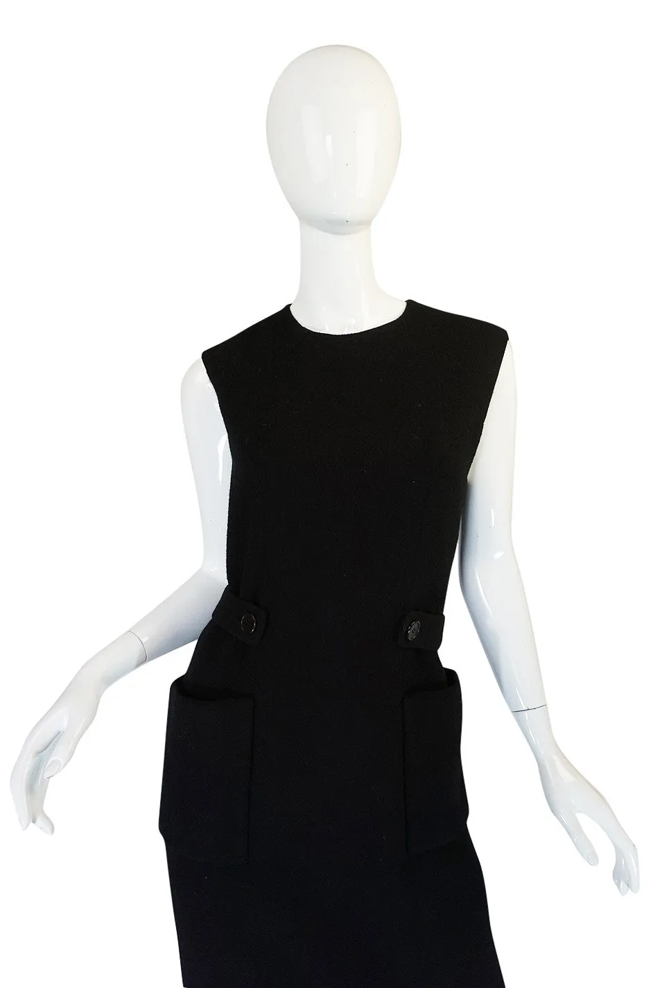 1960s Norman Norell Wool Crepe Back Button Shift Dress