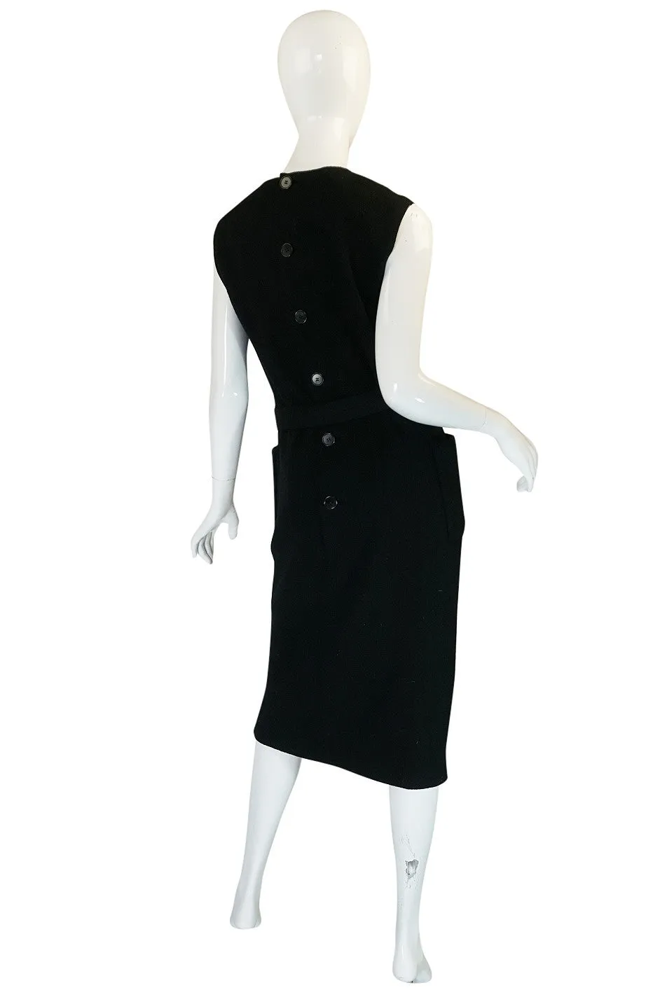 1960s Norman Norell Wool Crepe Back Button Shift Dress