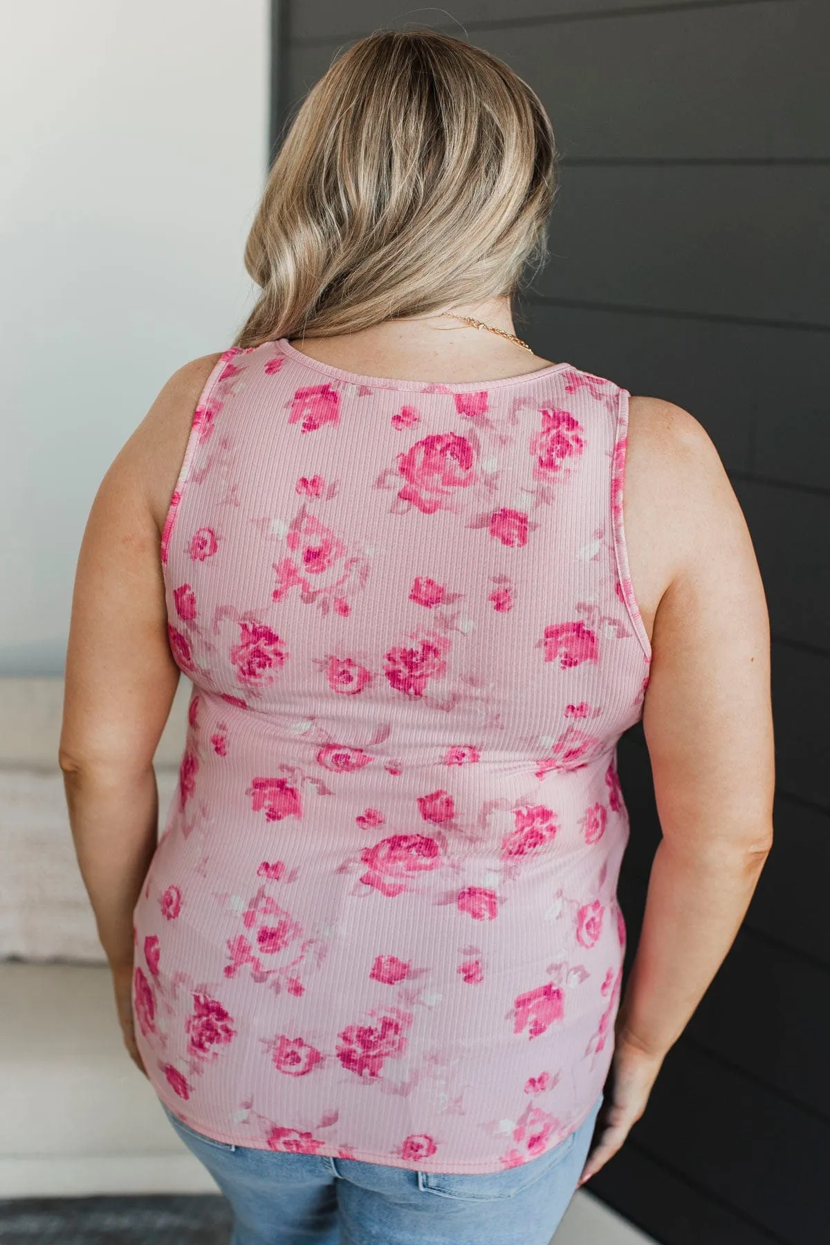 Always A Cutie Floral Tank Top- Pink