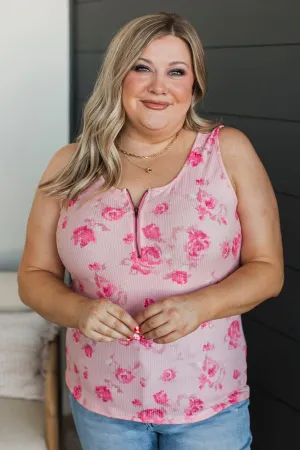 Always A Cutie Floral Tank Top- Pink