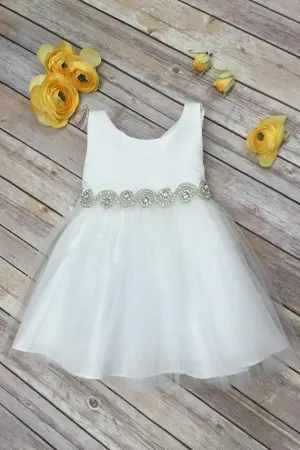 Anneprom Cute Pink Knee-length Beaded Flower Girl Dresses With Bowknot AFL0002