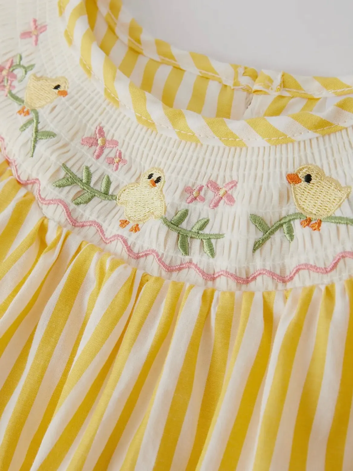 Baby Chicks Smocked Dress: Yellow Mix
