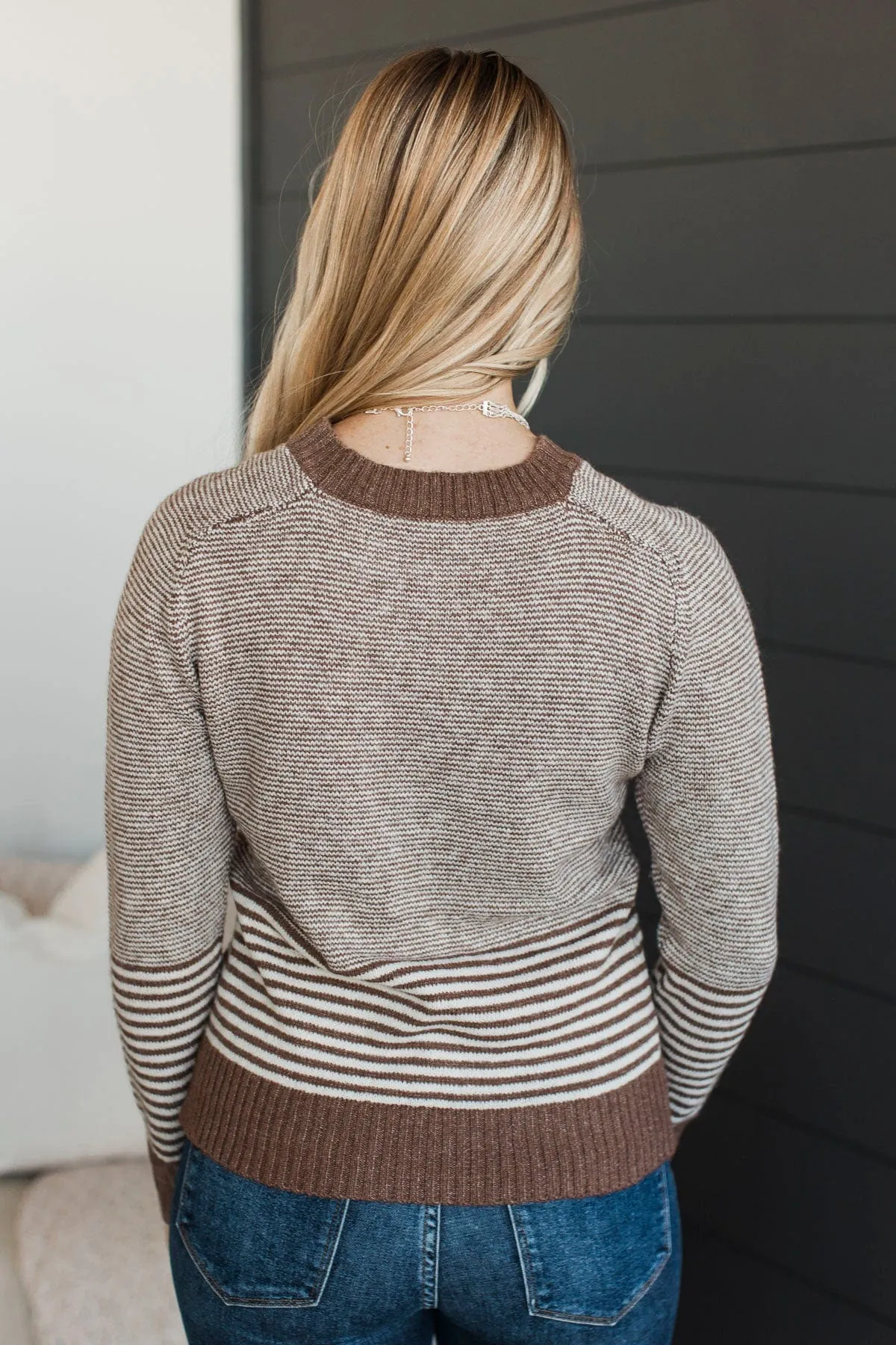 Beyond Possible Striped Sweater- Mocha