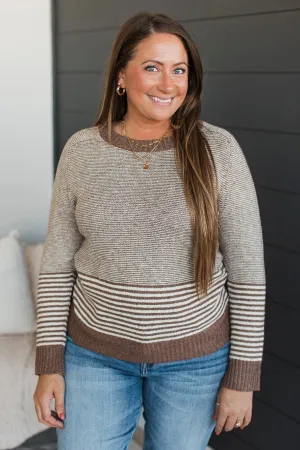Beyond Possible Striped Sweater- Mocha