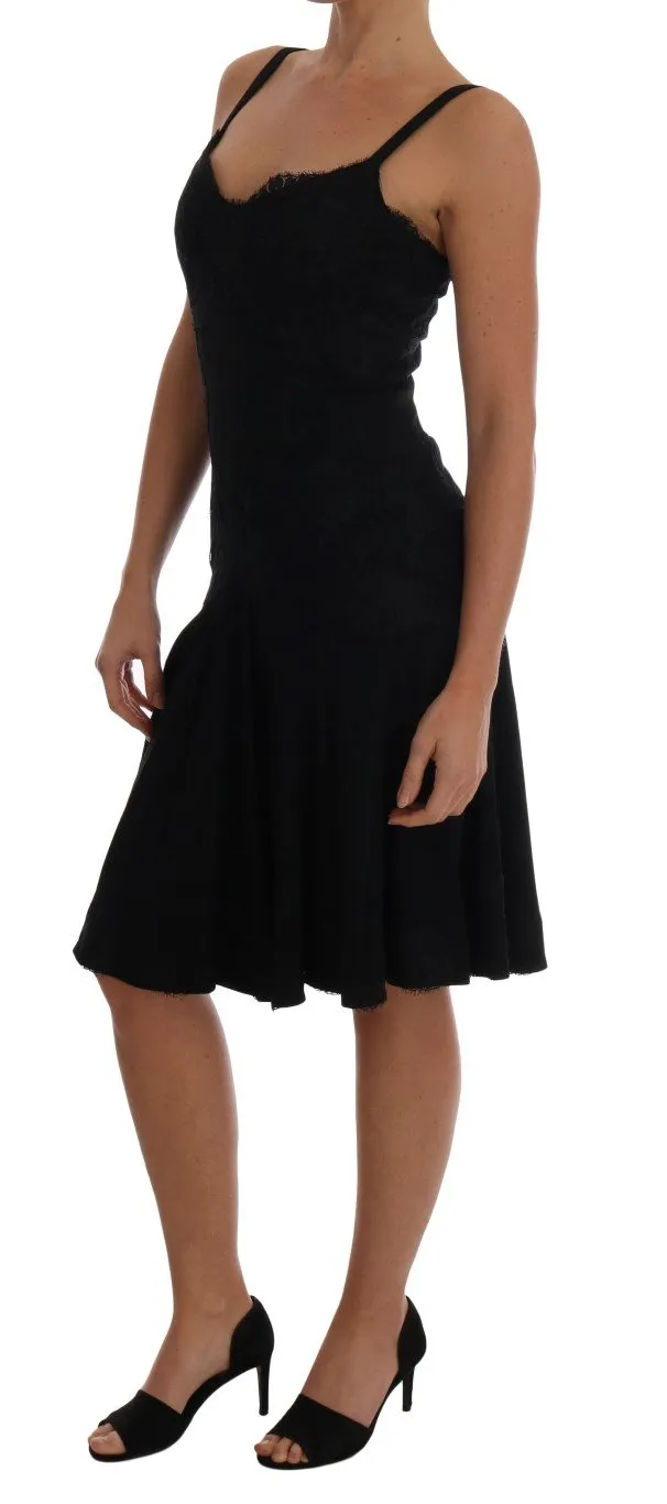 Black Floral Lace Shift A-line Dress