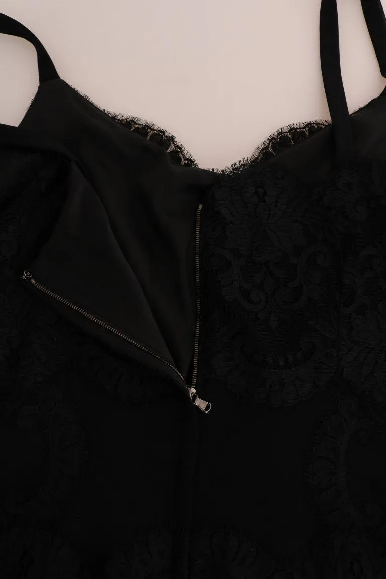 Black Floral Lace Shift A-line Dress