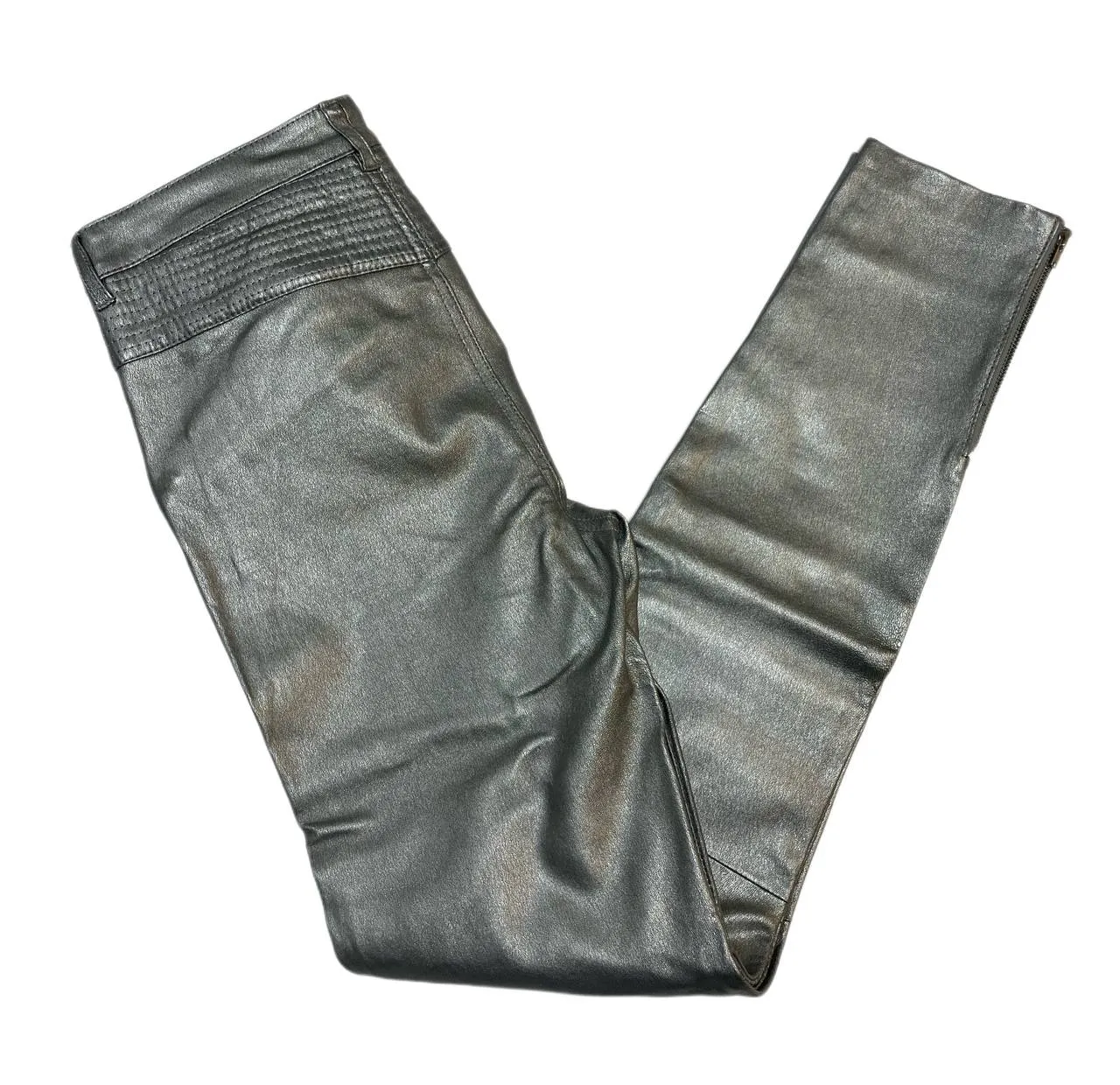 BLK DNM Women's Silver Slim Fit Leather Pant 1 Size 29 NWT