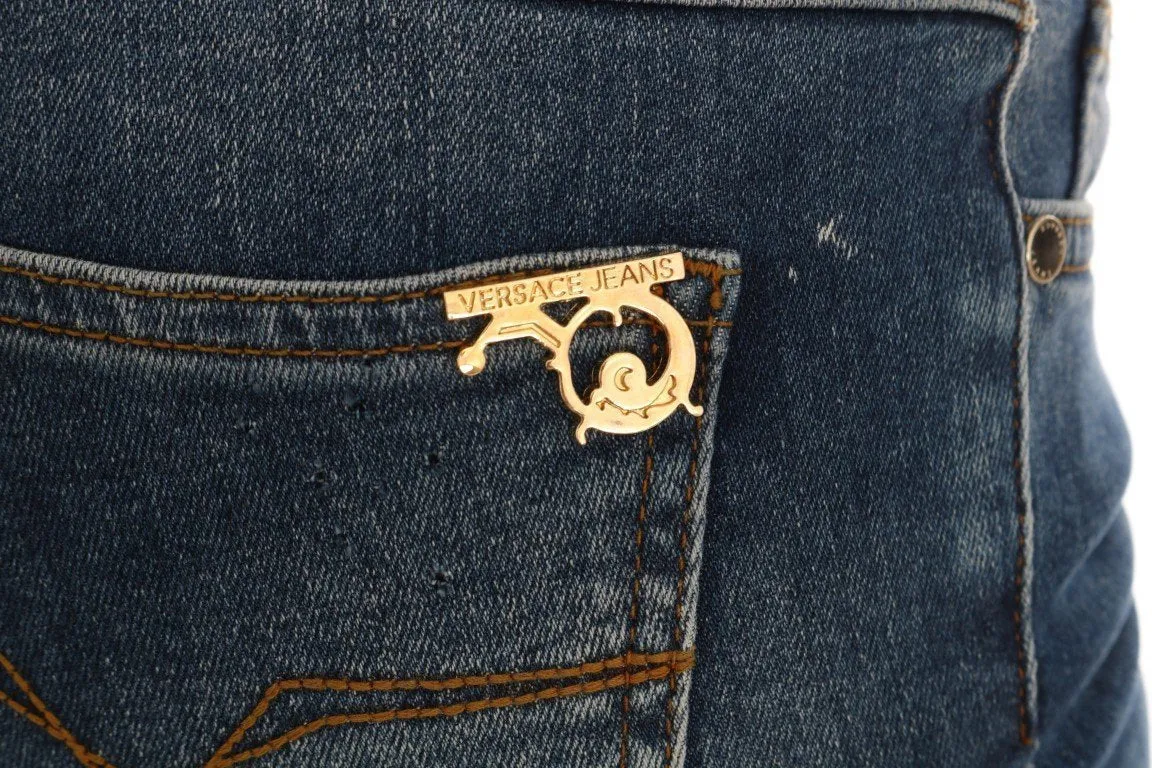 Blue Wash Cotton Stretch Slim Fit Jeans