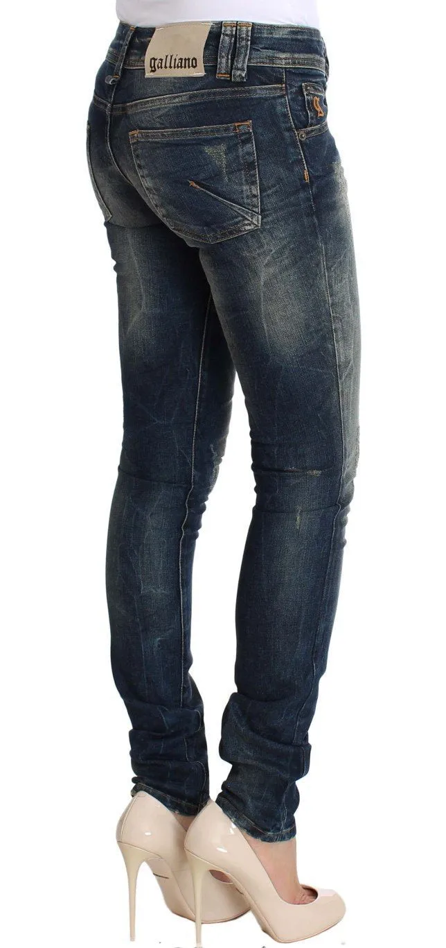 Blue Wash Skinny Low Cotton Stretch Denim Jeans