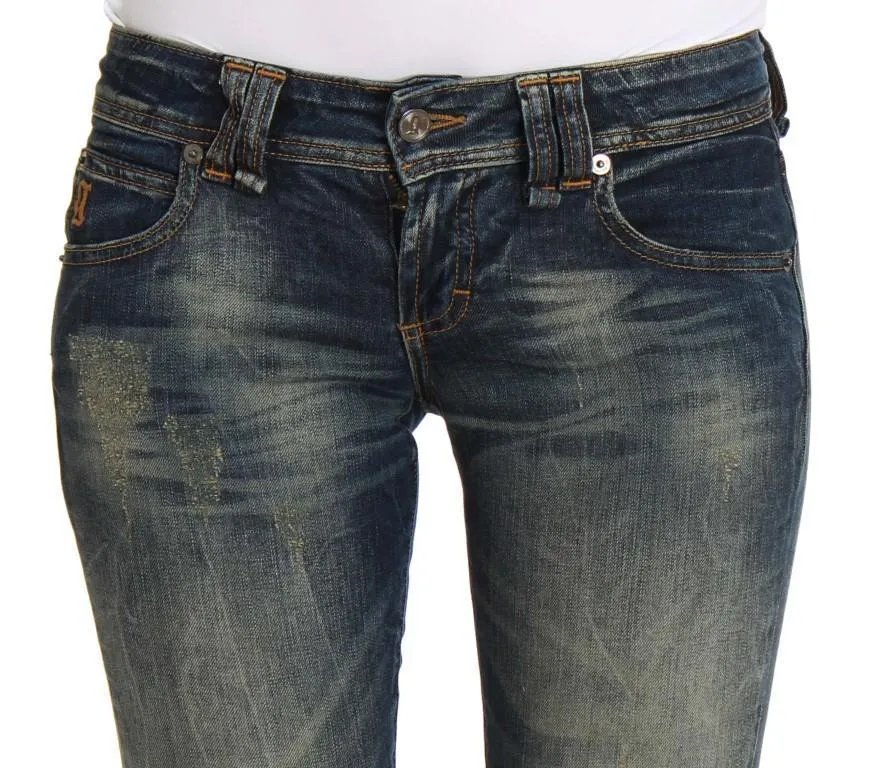 Blue Wash Skinny Low Cotton Stretch Denim Jeans