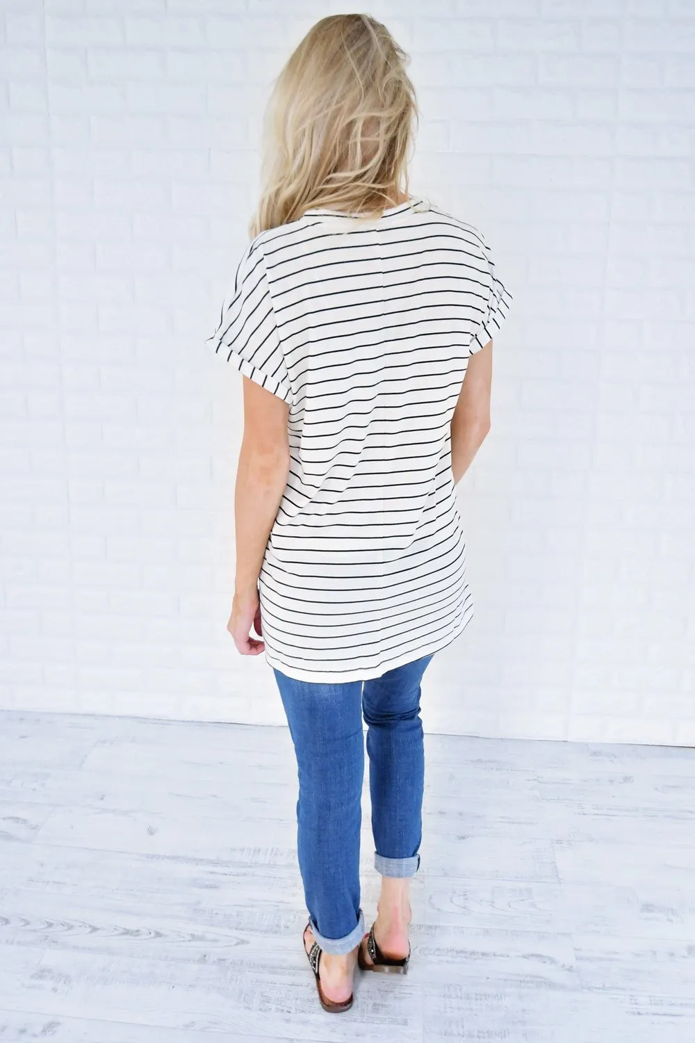 Blurred Lines Striped Top ~ White