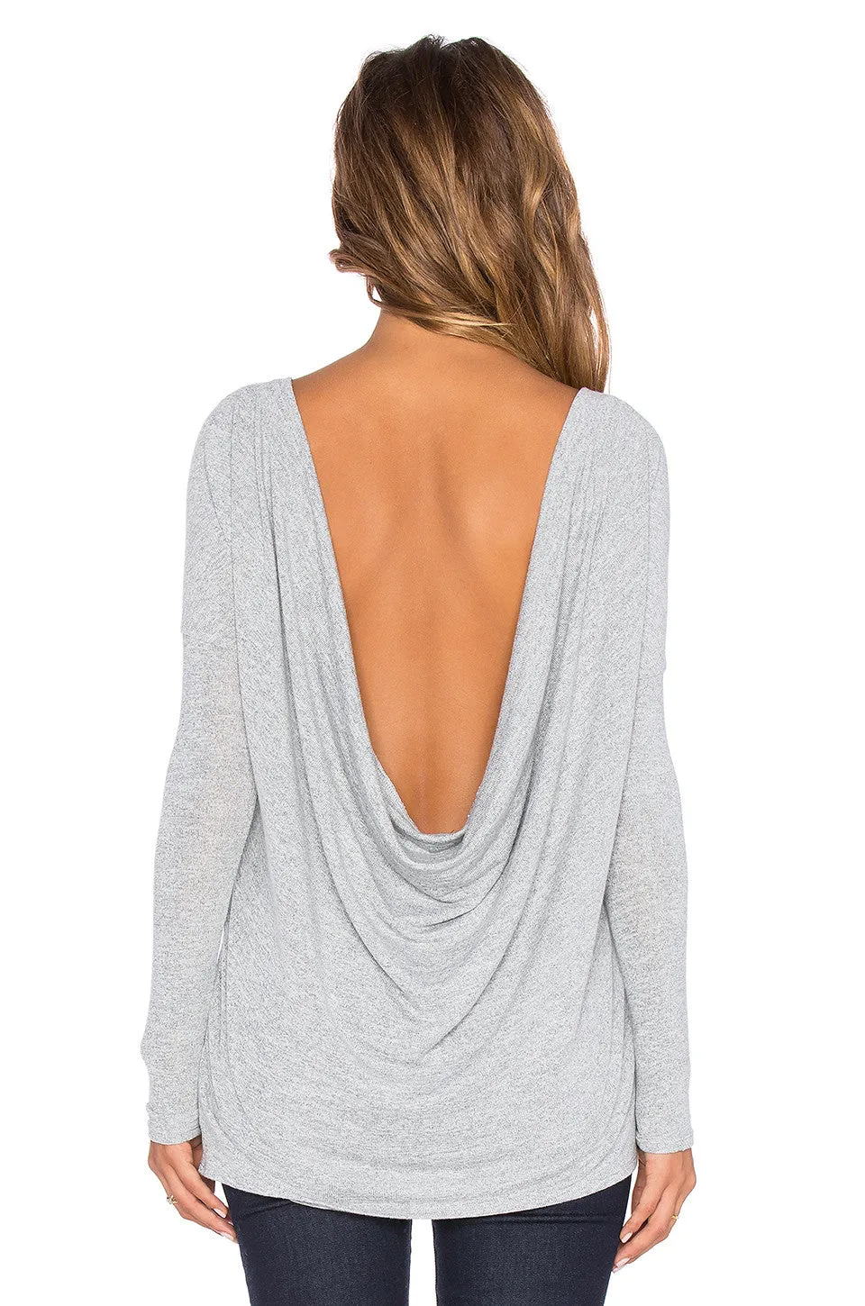 Bobi Heavy Bouncy Knit Open Back Top | Black