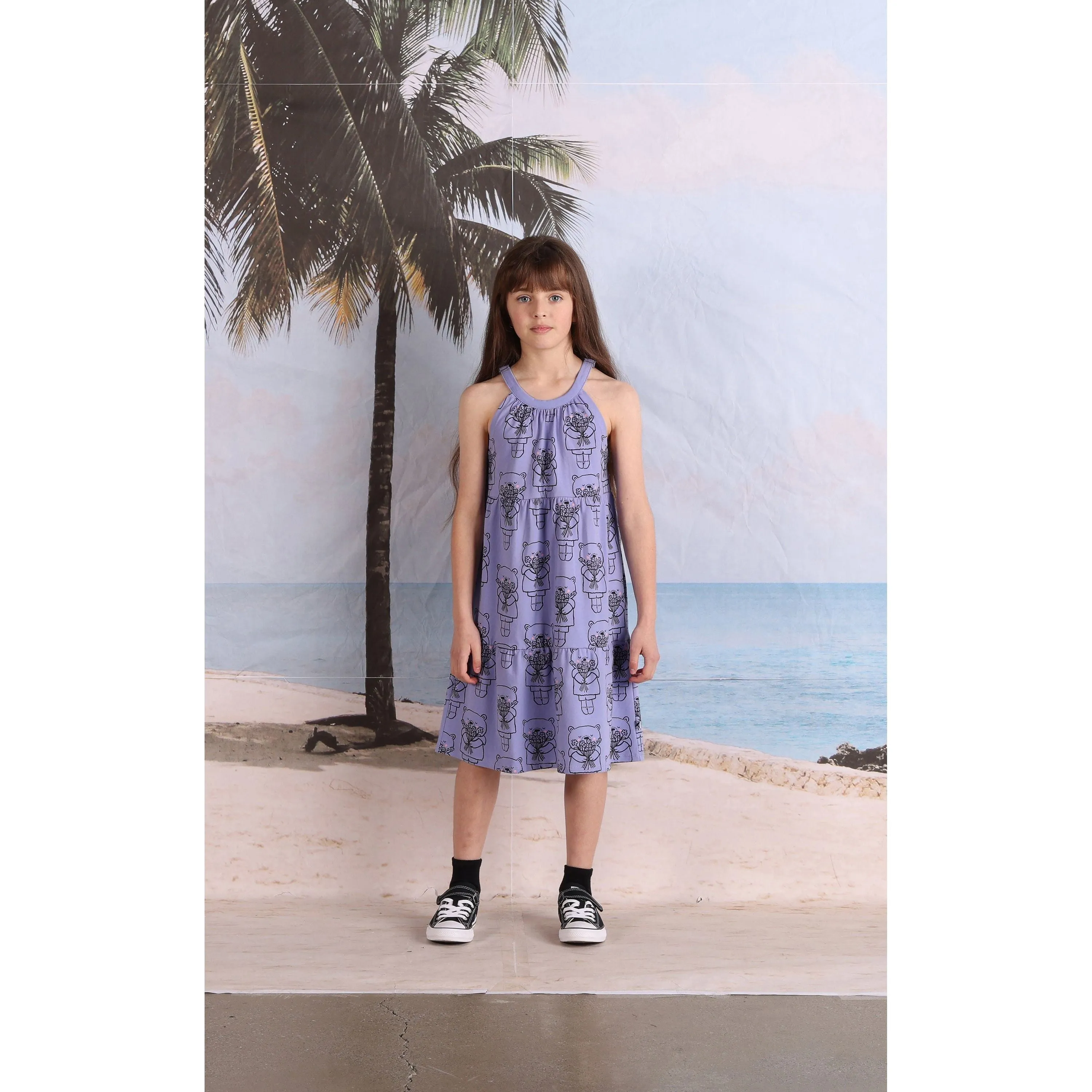 Bouquet Bear Dress- Purple