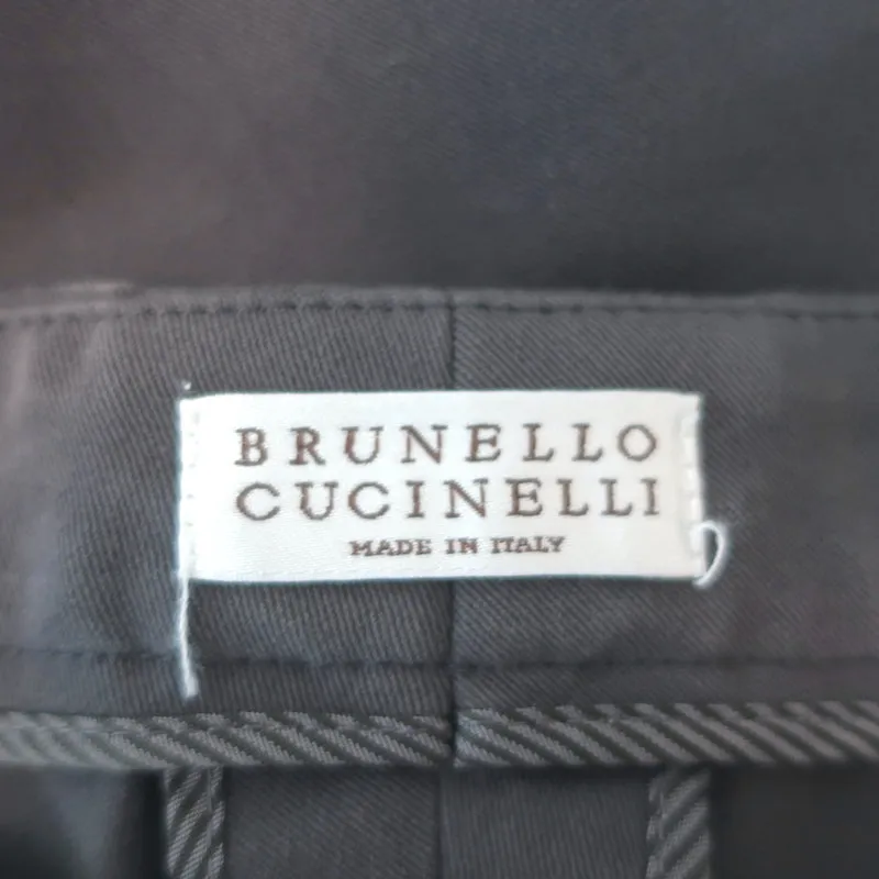 Brunello Cucinelli Side Zip Slim Fit Pants Gray Stretch Cotton Size US 2
