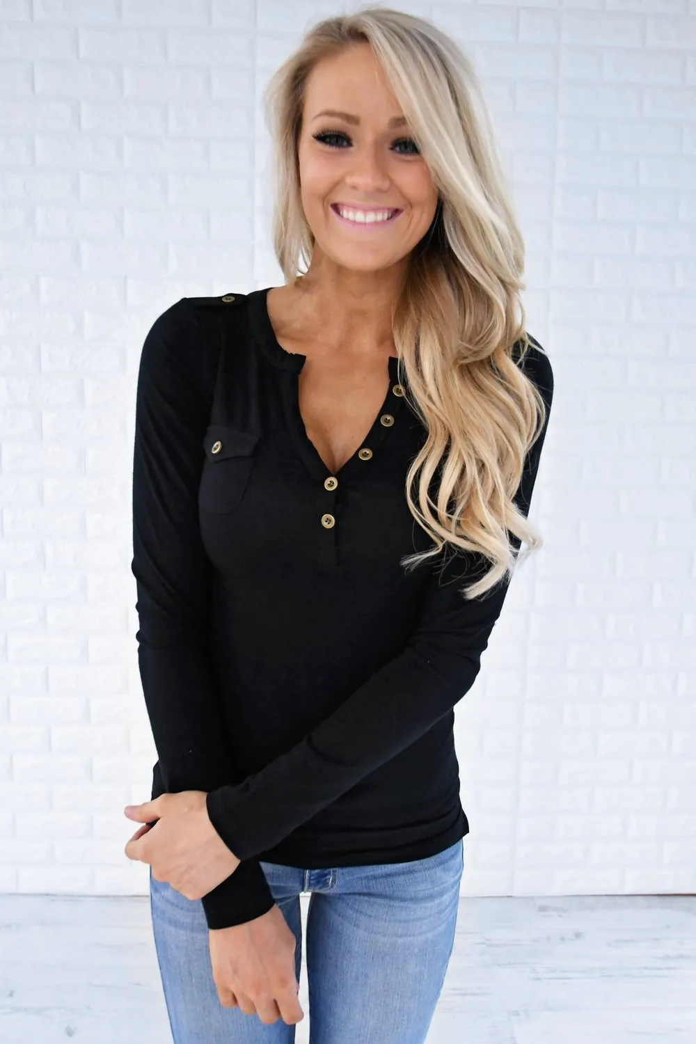 Button Top - Black