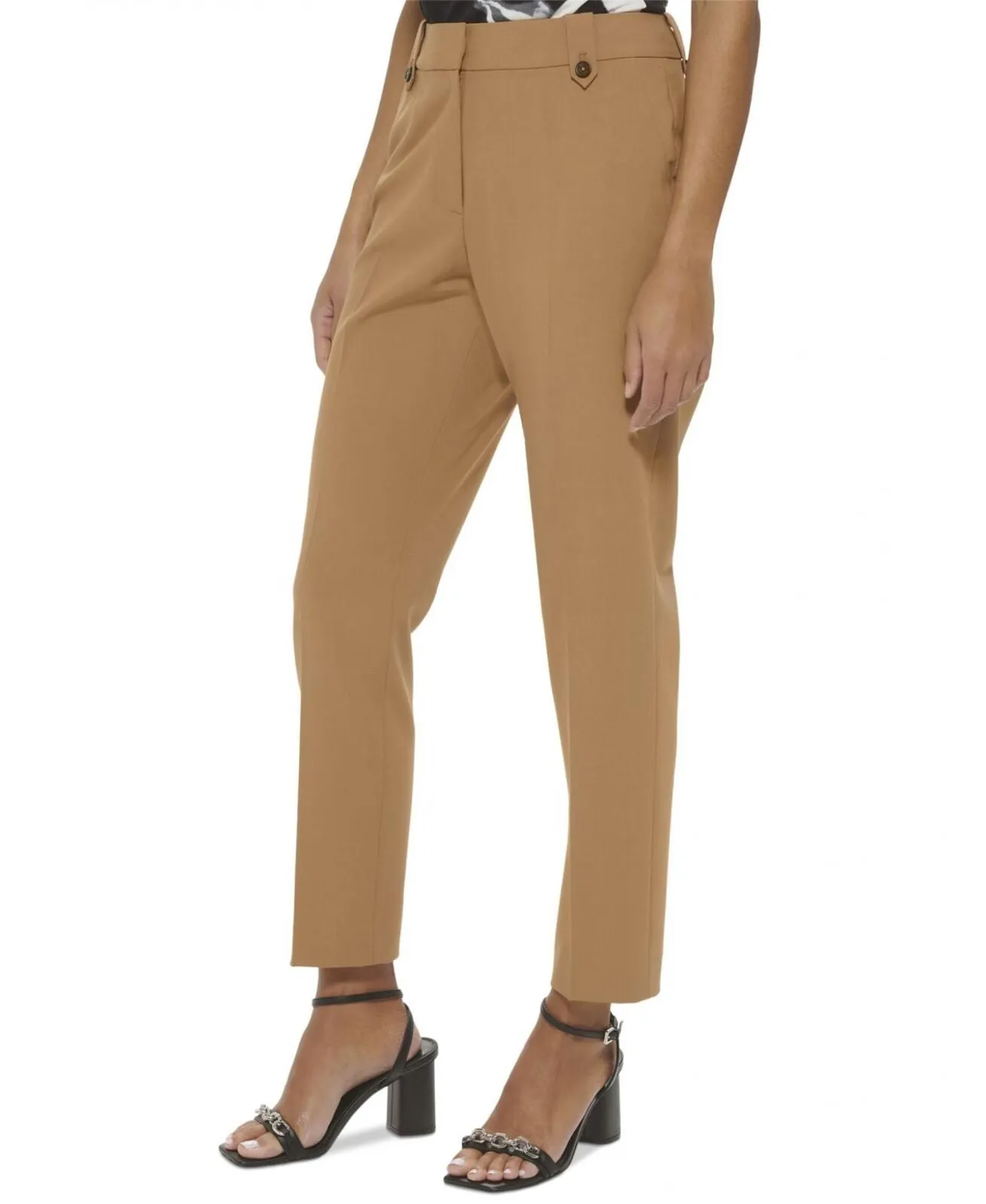 Calvin Klein Women's Lux Mid-Rise Straight-Leg Ankle Pants Luggage Brown 6