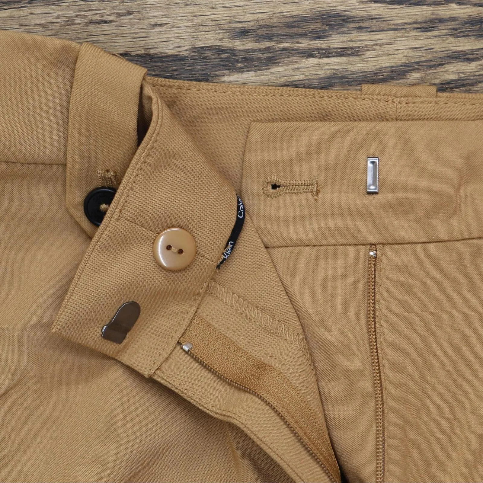 Calvin Klein Women's Lux Mid-Rise Straight-Leg Ankle Pants Luggage Brown 6