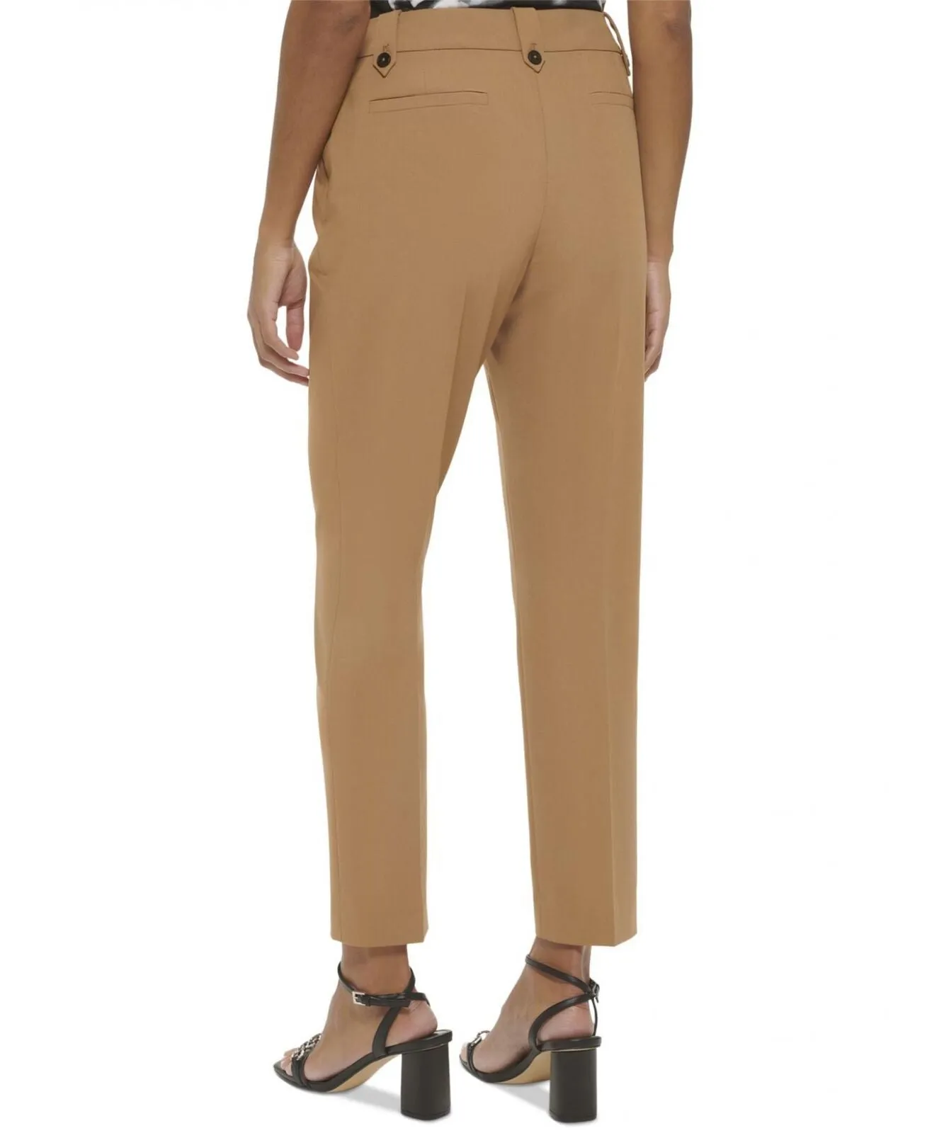 Calvin Klein Women's Lux Mid-Rise Straight-Leg Ankle Pants Luggage Brown 6