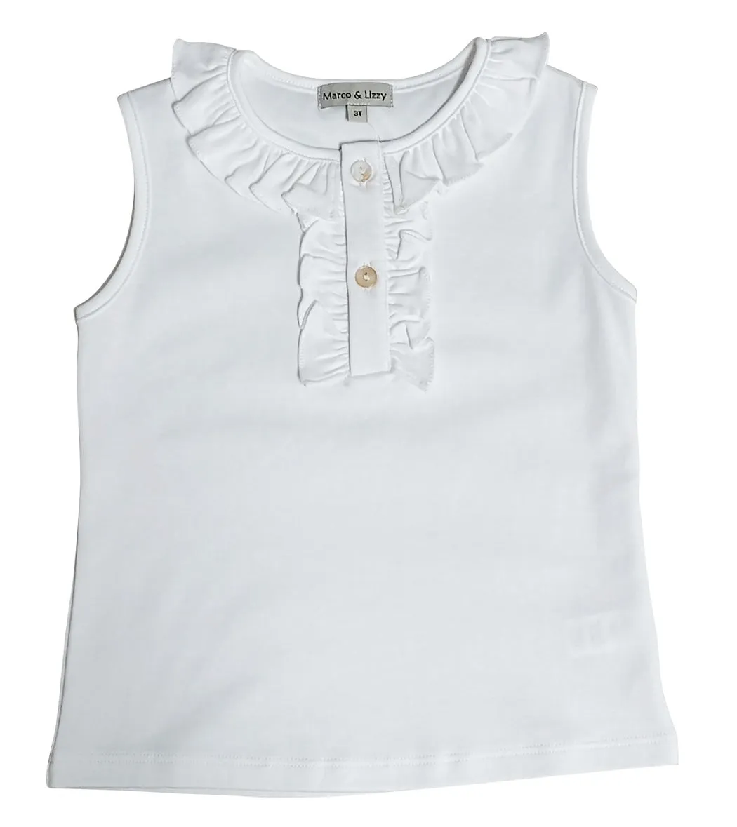 Cherry Blossoms Solid White Pima Girl's Top