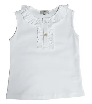 Cherry Blossoms Solid White Pima Girl's Top