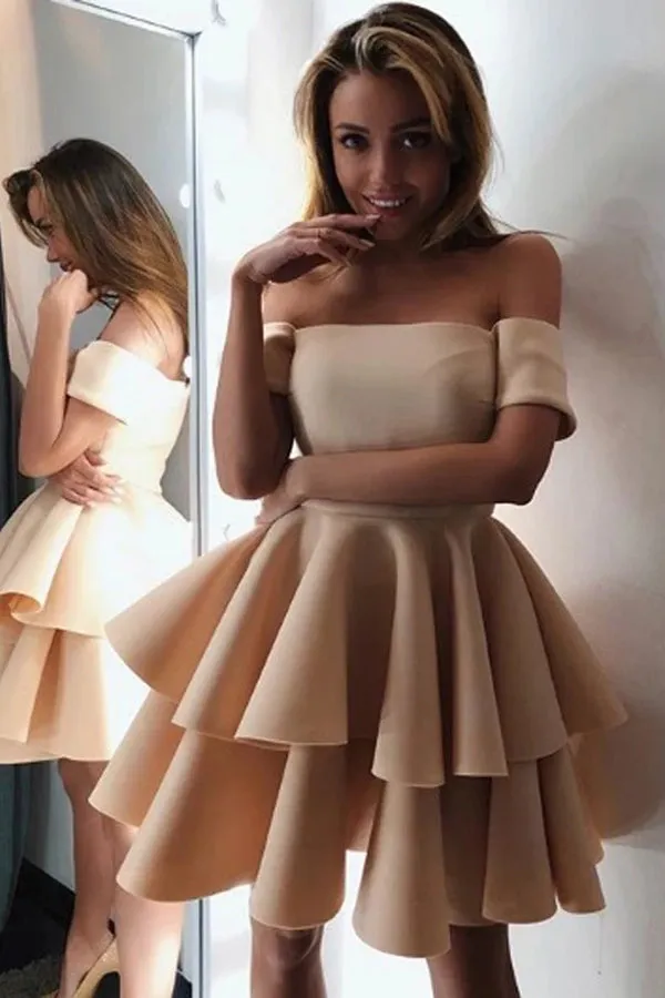 Chic A-line Off-the-shoulder Short/Mini Prom Dresses Cocktail Dresses,MH440