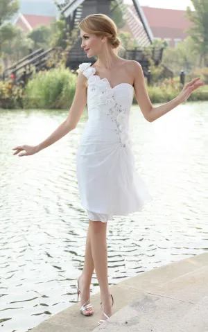 Chiffon Asymmetrical One-Shoulder Dress With Floral Strap-GC_706035