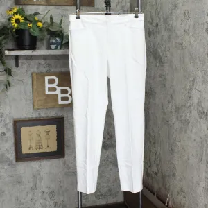 Christopher & Banks Womens Shaped Fit Mid-Rise Stretch Dress Pants White 10