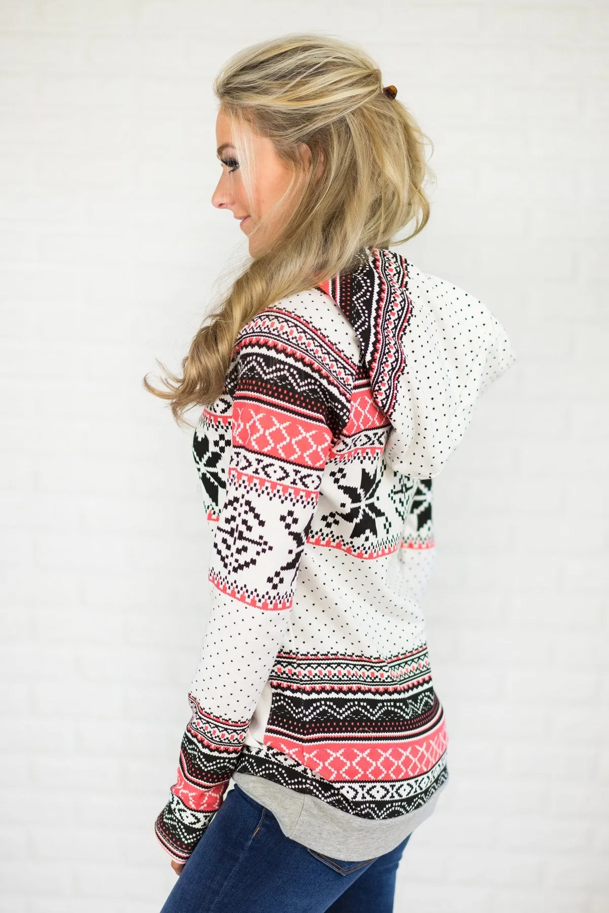 Coral & Black Holiday Ampersand Ave. Hoodie