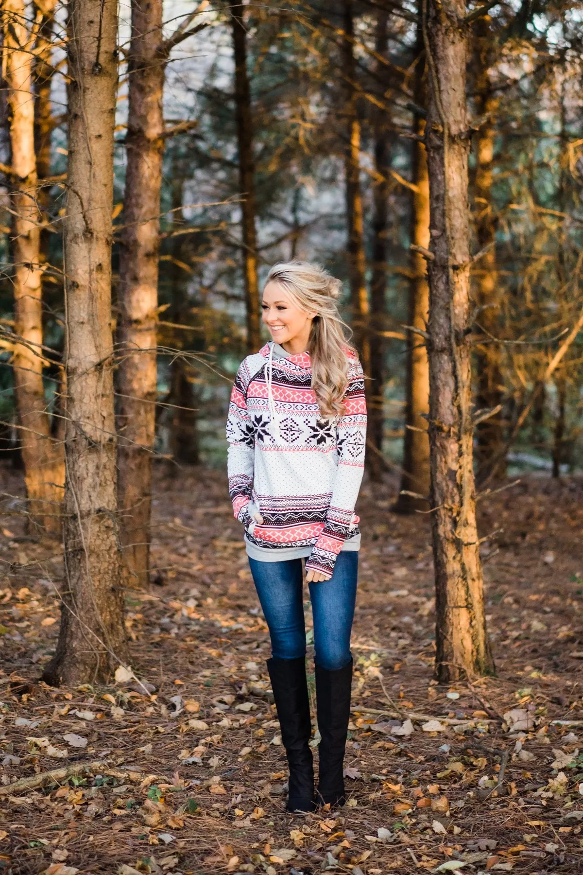 Coral & Black Holiday Ampersand Ave. Hoodie