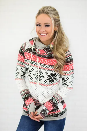 Coral & Black Holiday Ampersand Ave. Hoodie