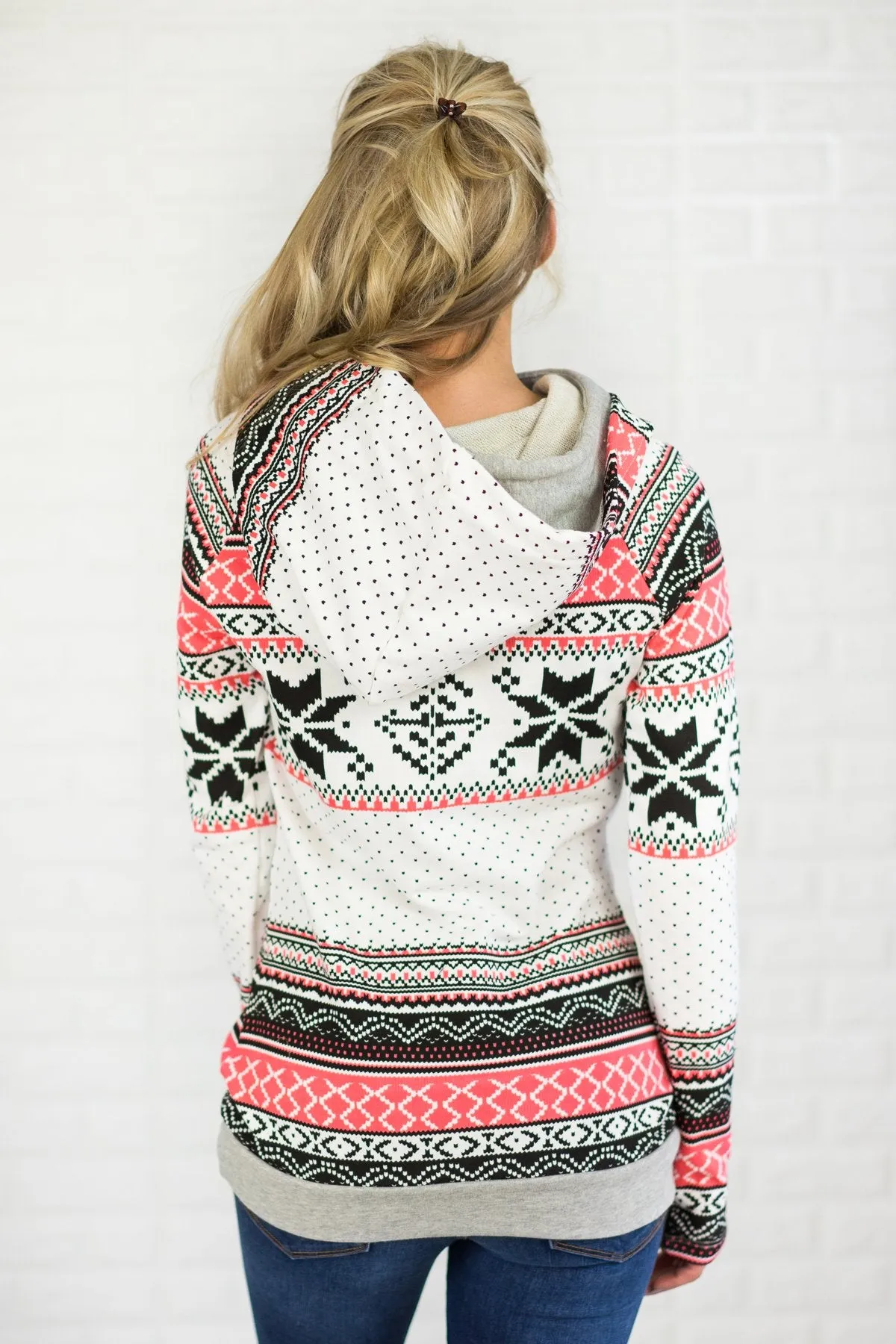 Coral & Black Holiday Ampersand Ave. Hoodie