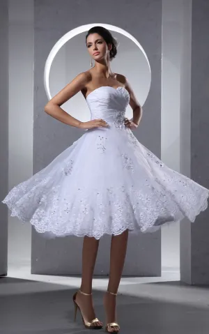 Criss-Cross Ruching A-Line Short Dress With Lace Appliques-GC_705204