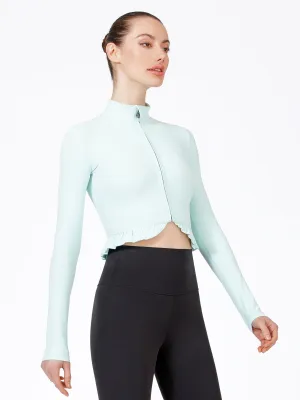 CROPPED RUFFLES JACKET, HONEYDEW