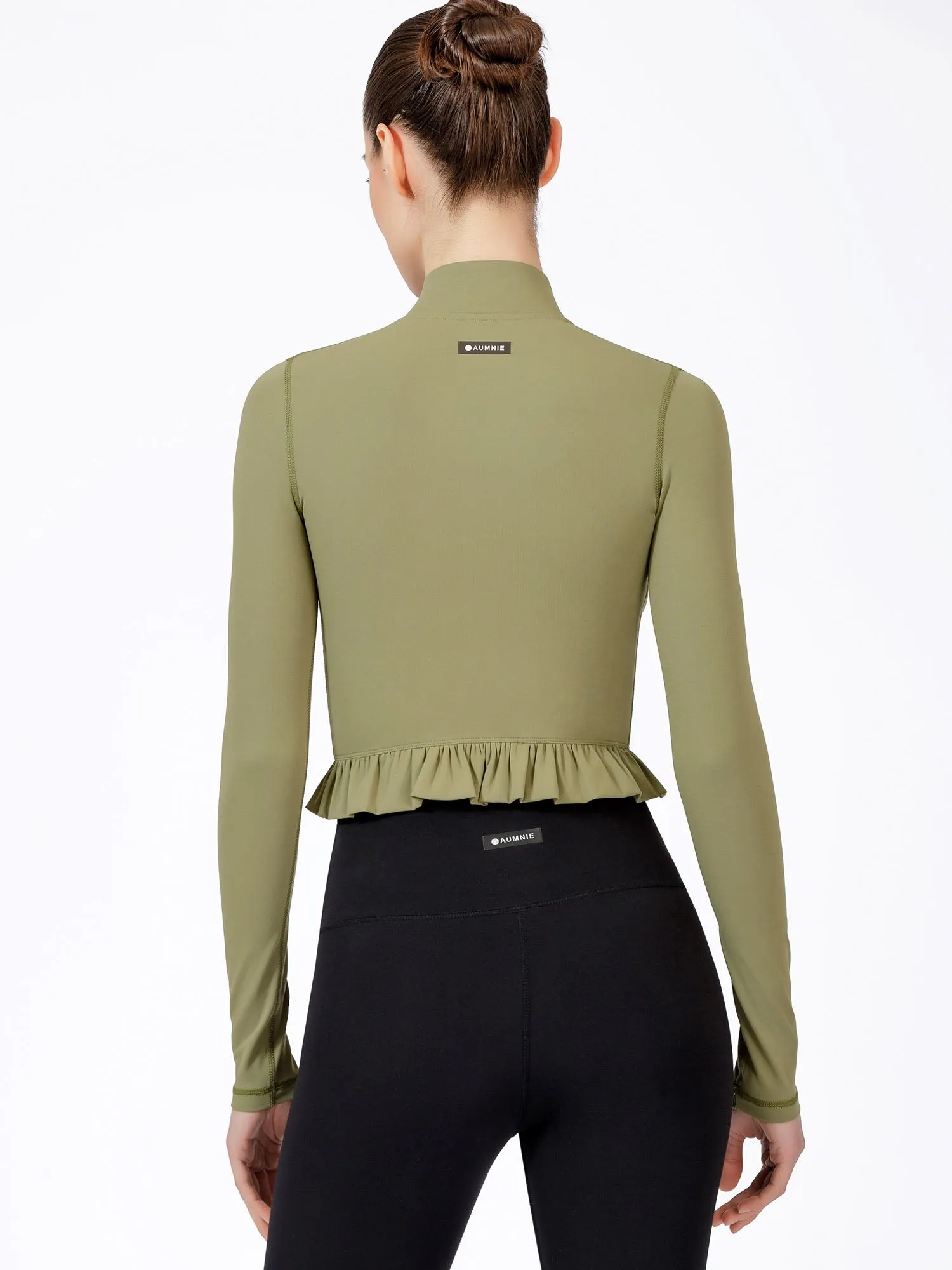 CROPPED RUFFLES JACKET, SAGE