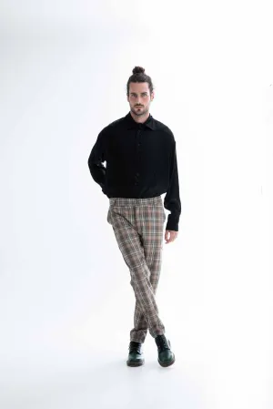 Crus Pants Plaid Beige