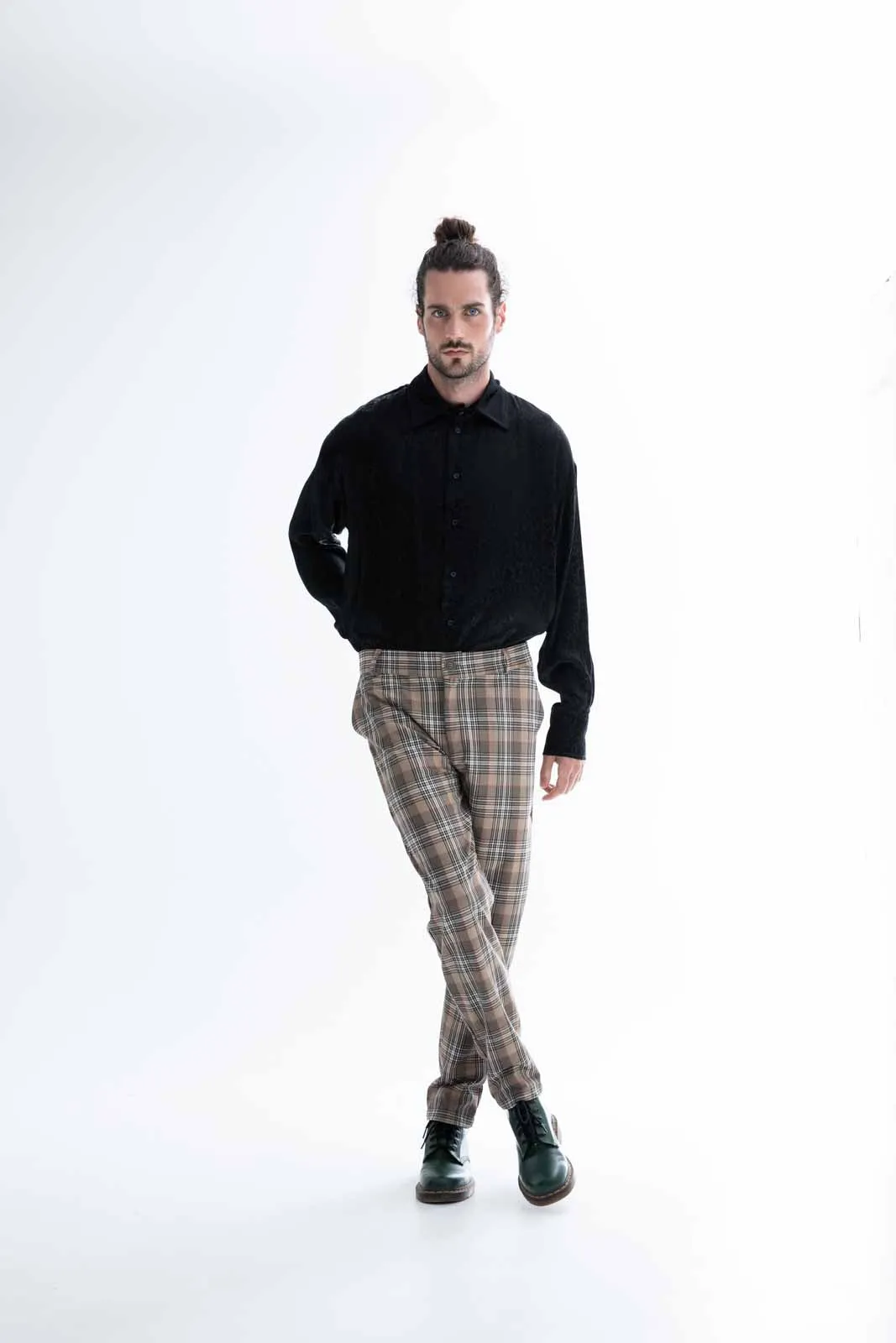 Crus Pants Plaid Beige