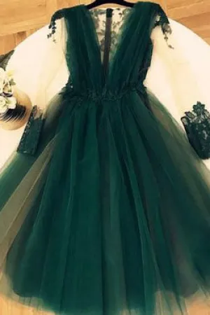 Cute A Line Tulle Green Short Homecoming Dress,Graduation Dresses OKC22