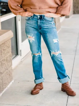 Denim Distressed Judy Blue Straight Leg Jeans