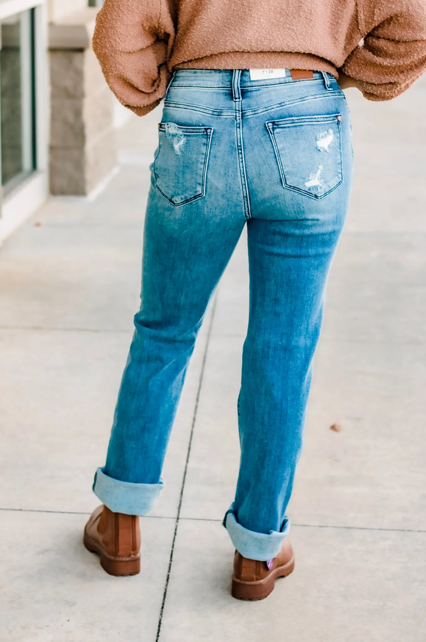 Denim Distressed Judy Blue Straight Leg Jeans