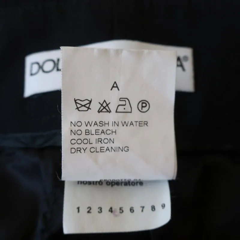Dolce & Gabbana Trousers Black Stretch Wool Size 38 Straight Leg Dress Pants