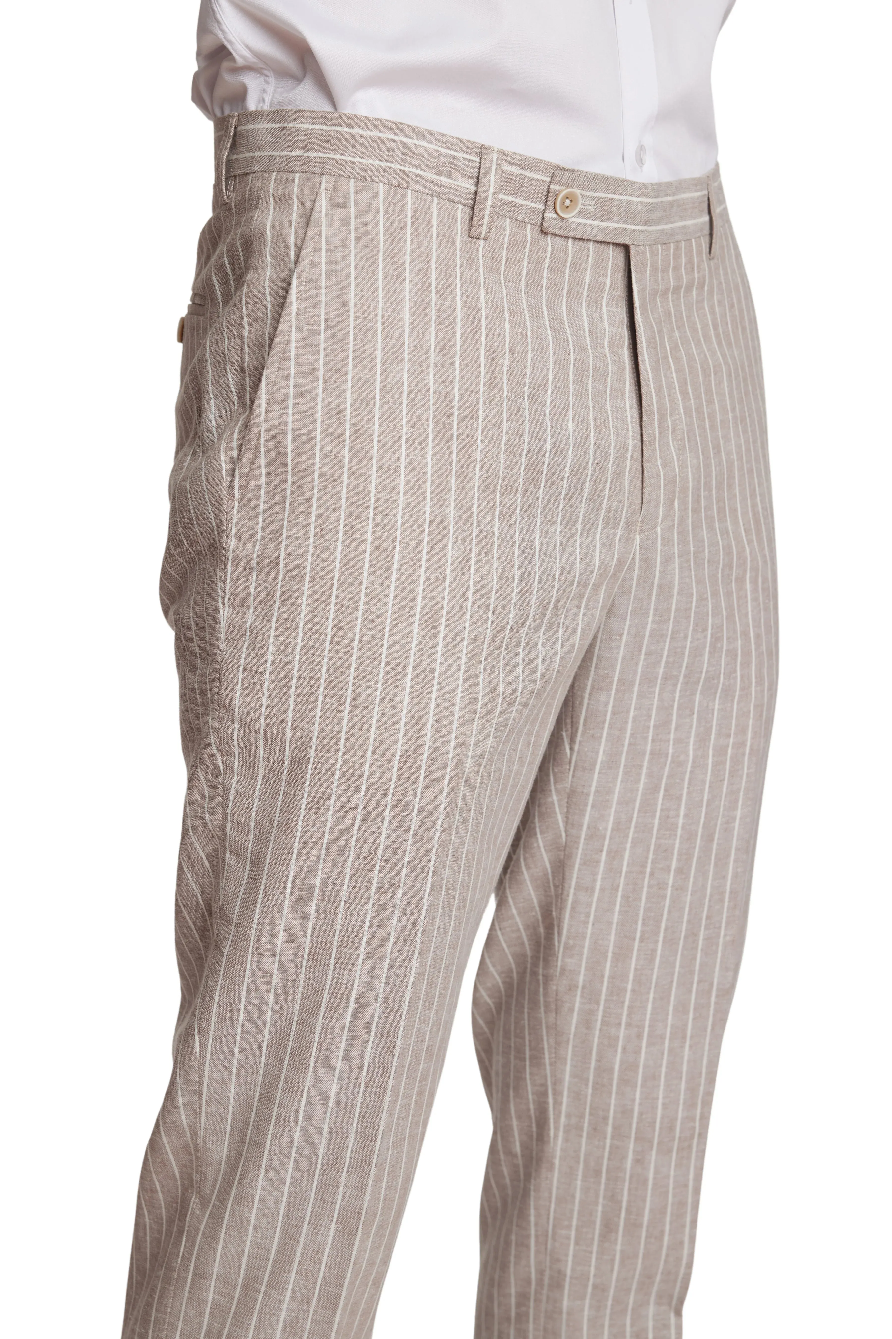 Downing Dress Pants - Tan White Pinstripes
