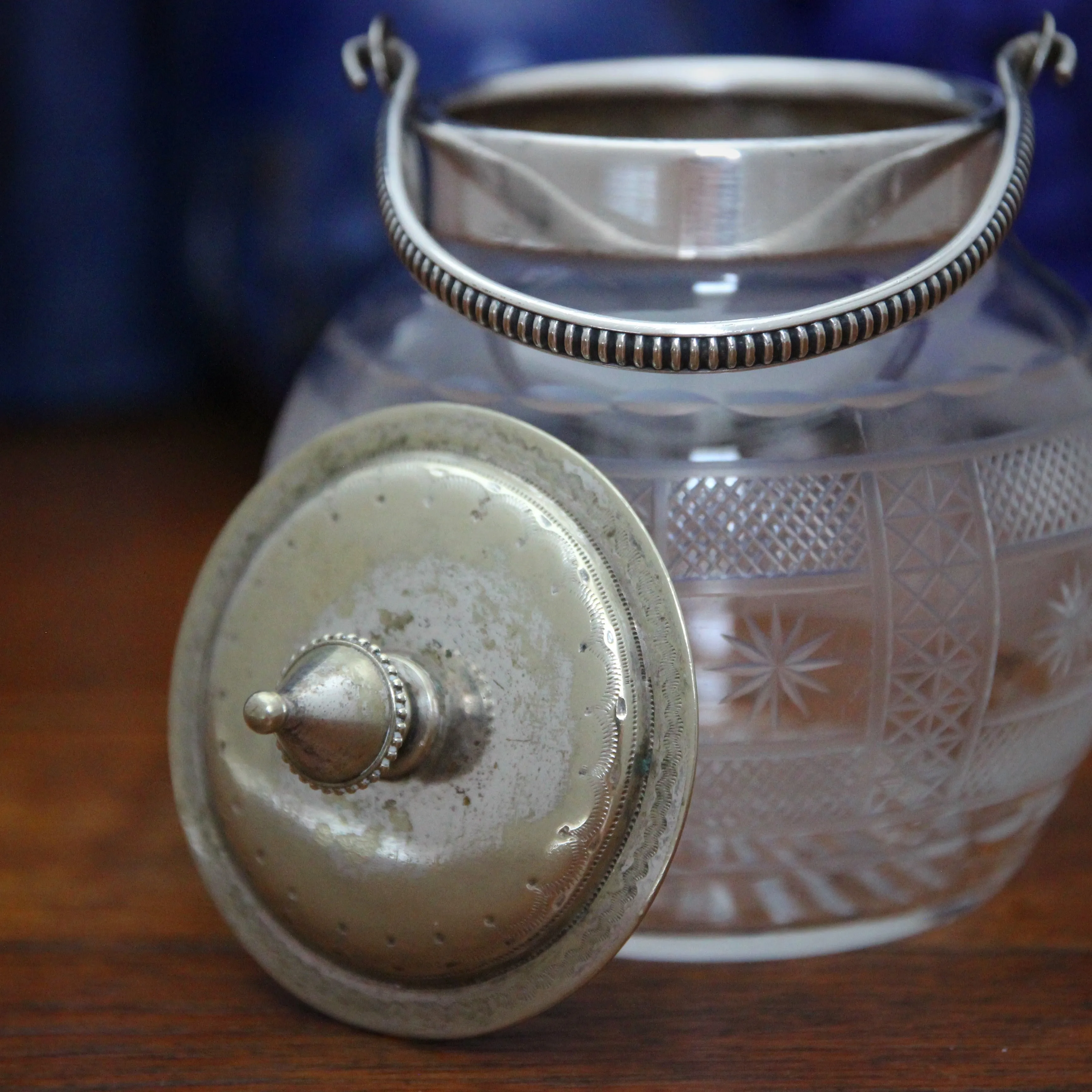 Edwardian Etched Jam Pot