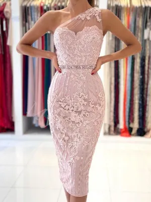 Elegant One shoulder Sheath Knee length Prom Dresses,PDS0614