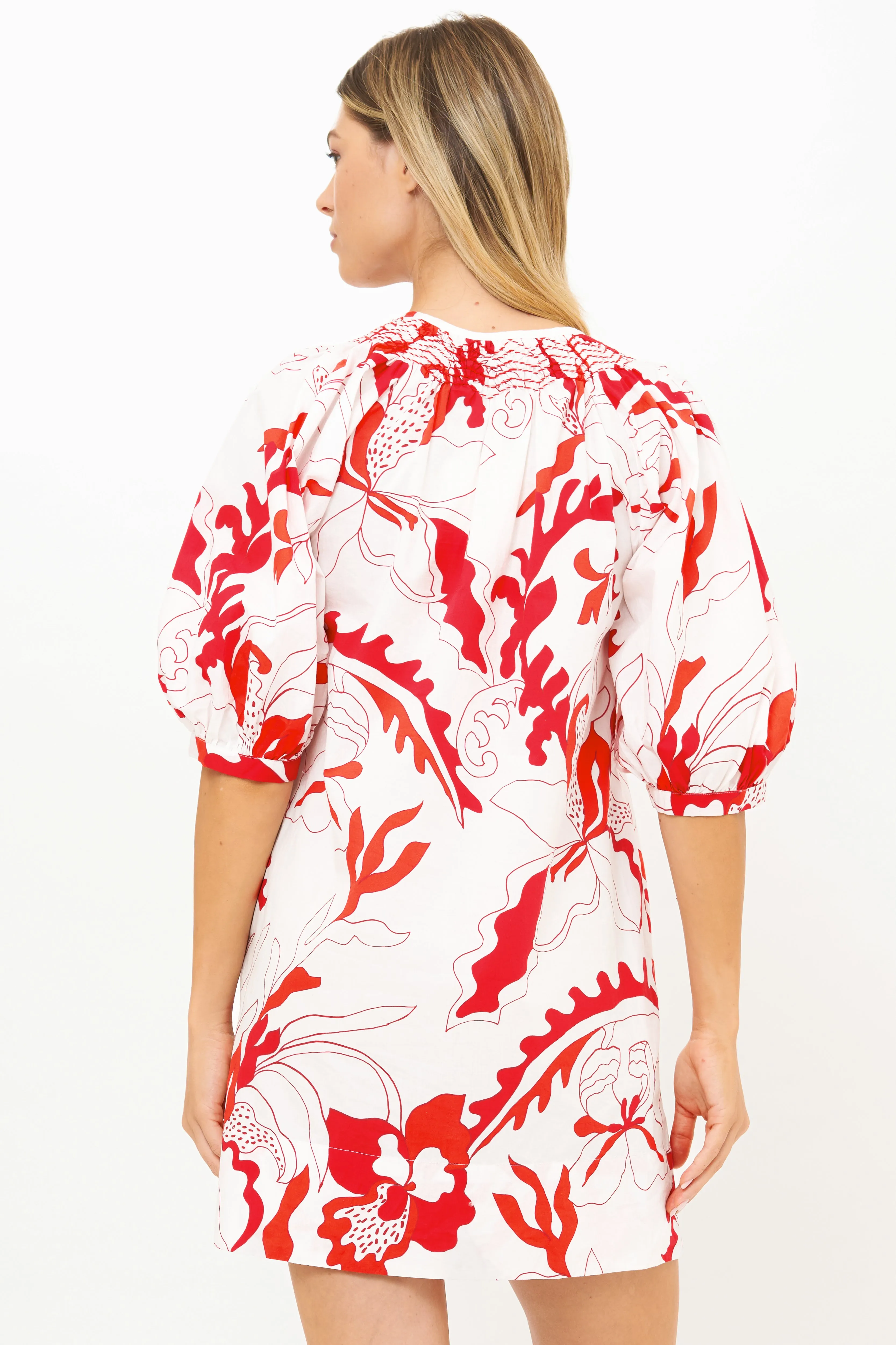 Embroidered Button Mini- Orchid Red
