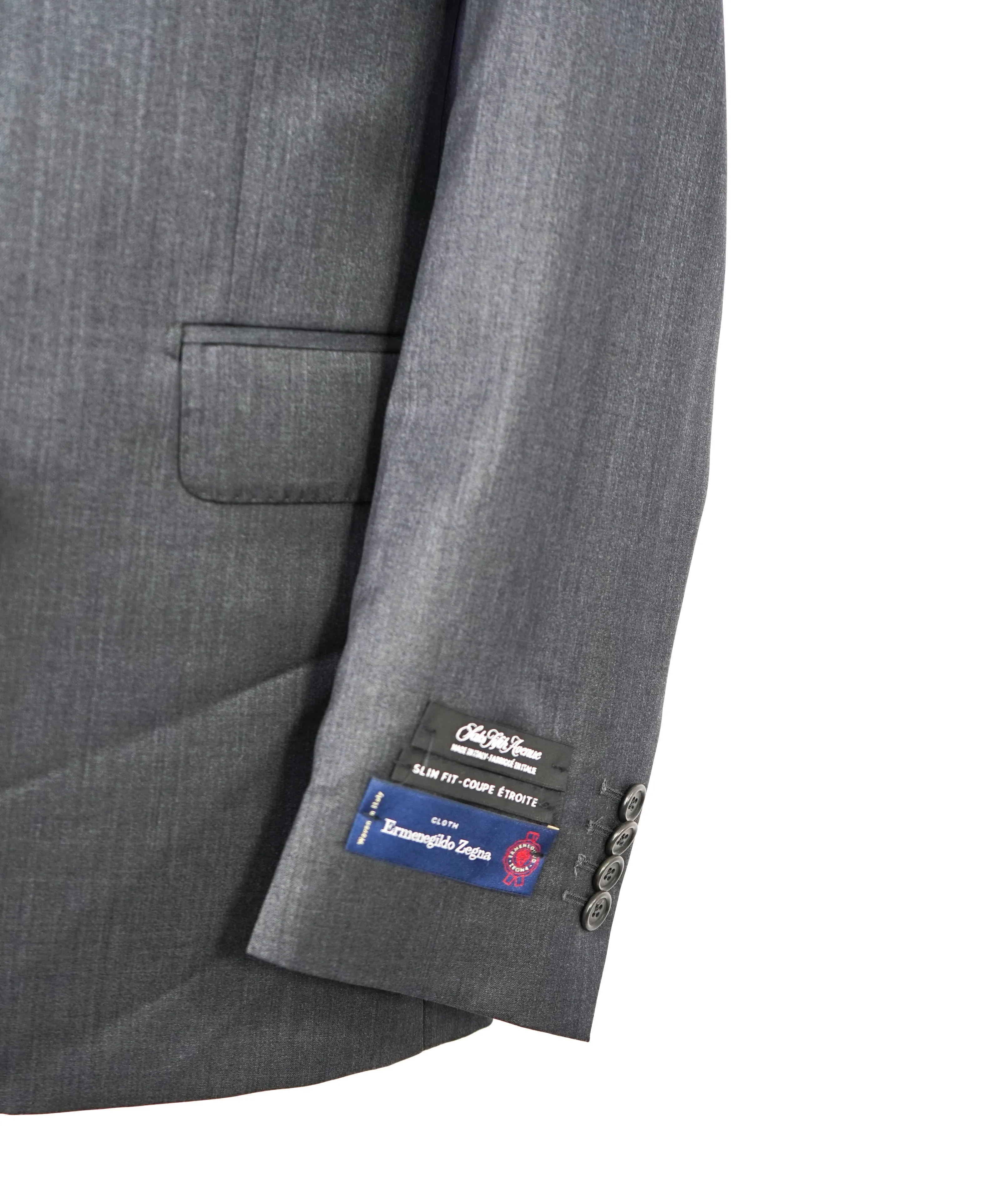 ERMENEGILDO ZEGNA - By SAKS FIFTH AVENUE "Slim" SILK BLEND Gray Suit - 36S