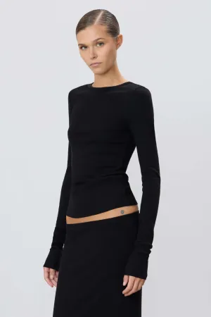 Eterne - Long Sleeve Fitted top in Black