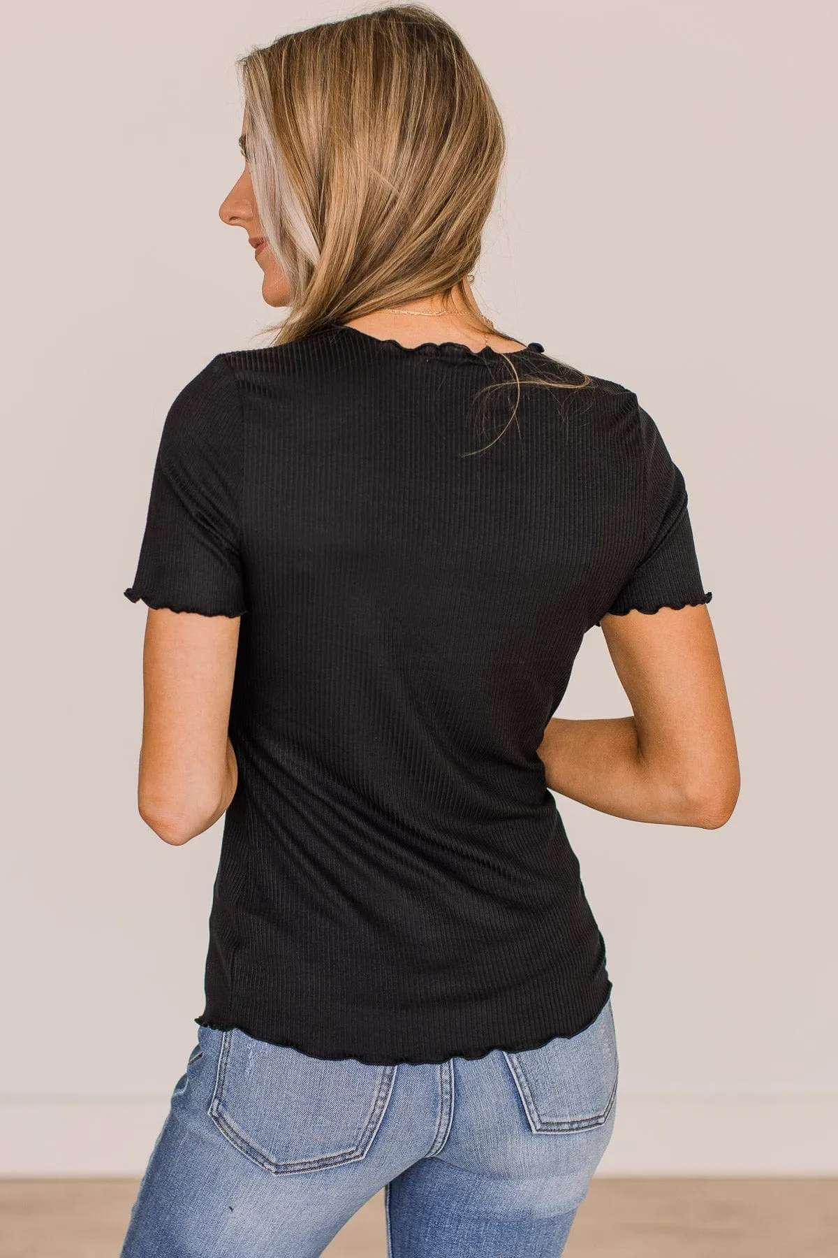 Everything And More Ribbed Knit Top- Black