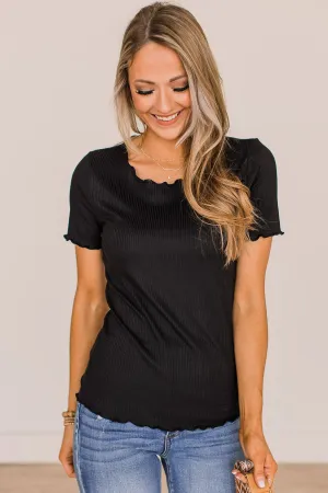 Everything And More Ribbed Knit Top- Black